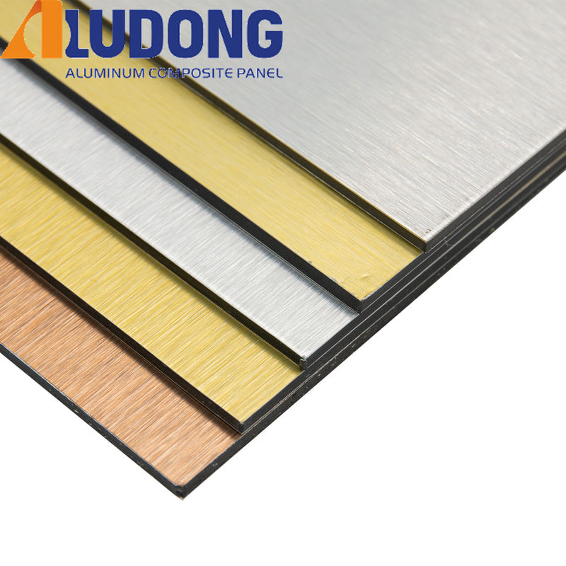 Reklama PE Core 0,3 mm ACP Alucobond Drawing Aluminium Composite Panel For Curtain Wall Eaves Indoor Shelter